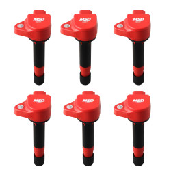 PartzBiz CM 82376 - MSD Ignition Coil - Blaster Series - Honda/Acura V6 - Red - 6-pack