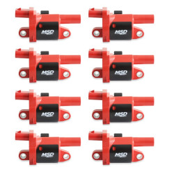 PartzBiz CM 82688 - MSD คอยล์จุดระเบิด - GM Gen V Blaster Series - เครื่องยนต์ Gen V Direct Injected - สีแดง - 8 แพ็ค - รอบ
