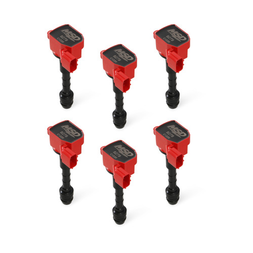 PartzBiz CM: 82796-MSD Ignition Coil - Blaster Series - Fits Nissan/Infiniti 3.5L - Red - 6-Pack