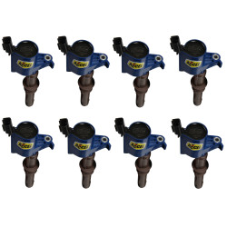 PartzBiz CM 140033EB-8 - ACCEL Igntion Coil - Super Coil - 2008-2014 Ford 4.6L/5.4L/6.8L เครื่องยนต์ 3 วาล์ว, สีฟ้า, 8-Pack