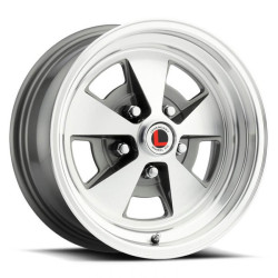 PartzBiz CM LW67-50754B - Legendary Wheels Flat 5 - 15 x 7 in. - 5 x 4.5 - 4.25 BS - Charcoal/Machined