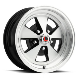PartzBiz CM LW67-50754A - Legendary Wheels Flat 5 - 15 x 7 in. - 5 x 4.5 - 4.25 BS - Gloss Black/Machined