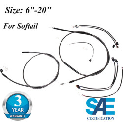 PartzBiz HD CA022 - Black Cable Brake & Clutch Line Wire Kits For Harley Davidson Softail Models 6