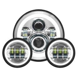 PartzBiz HD HW167004 - Hogworkz 7” White Halomaker LED Head Light Lamp Chrome Harley Touring Softail PartzBiz HD HW167004 - Hogworkz 7” White Halomaker LED Head Light Lamp Chrome Harley Touring Softail