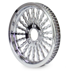 PartzBiz HD M-PL-0174 - DNA Chrome 1 1/8 x 65 Tooth Super Spoke Rear Pulley Harley Softail Choppers