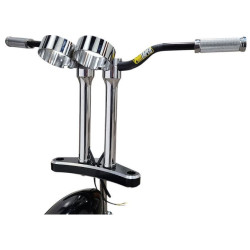 PartzBiz HD DS06021194 - Accutronix Chrome Bandit 10" Threaded Risers w/ Gauge Mount Adapter 1-1/8 Clamp