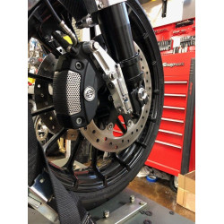 PartzBiz HD DS17010655 - Alloy Art 49HDBM-1 Clear Ambidextrous Harley Stock Caliper Mount 49mm Lower Legs 1701-0655 17010655 upgrade best for replacement suspension Front brembo