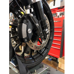PartzBiz HD DS17010656 - Alloy Art 49HDBM-2 Black Ambidextrous Harley Stock Caliper Mount 49mm Lower Legs 1701-0656 17010656 upgrade best for replacement suspension Front brembo