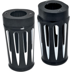 PartzBiz HD AN20-014 - Arlen Ness Black Deep Cut Upper Fork Boot Slider Covers for Harley 86-13 FLH/T | 20-014