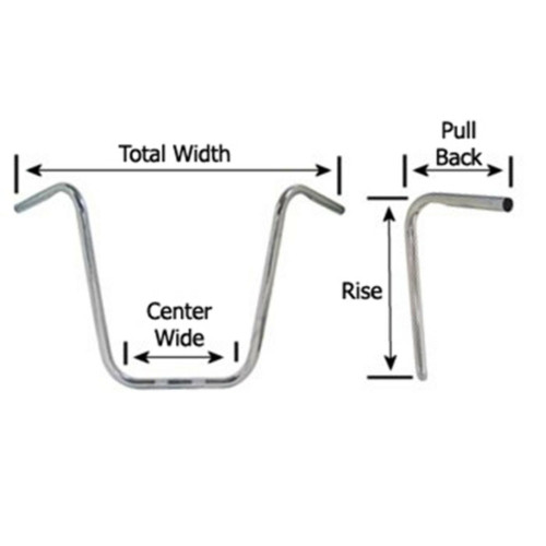 PartzBiz HD: 4422008-Black 12" Ape Hanger 1 1/4" Monster Handlebars Harley & Customs 1982 & Up