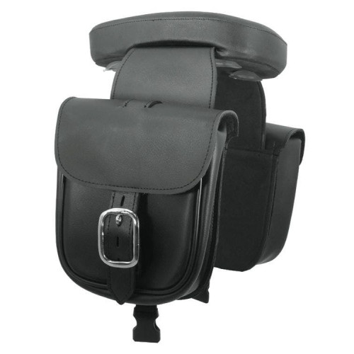 PartzBiz HD: 4421935-Black Leather Removable Pillion Pad & Saddlebags for Harley & Custom Use 27396