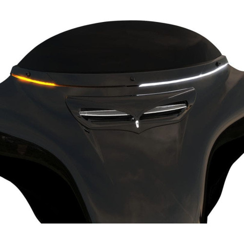 PartzBiz HD: 4421149-Ciro 3D Black LED Windshield Trim Turn Signals Harley Batwing FLHT 14-18 | 11001