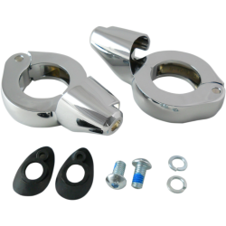 PartzBiz HD DS20201267 - Drag Chrome 39mm Fork Turn Signal Clamp Mounts Harley & Metric Custom