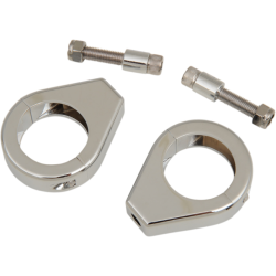 PartzBiz HD DSDS222191 - Drag Chrome 39mm Smooth Fork Turn Signal Clamp Mounts Harley & Metric Custom