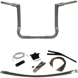 PartzBiz HD FBI-609114 - Fat Baggers Inc 1-1/2 EZ Install Flat Top Handlebar 12" Harley Batwing 08-13