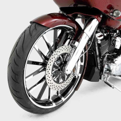 PartzBiz HD HHI-49FLASB-25M-C - HHI Hawg Halters Bomber Chrome 49mm Single Disc ABS Lower Fork Legs Harley 14-up 