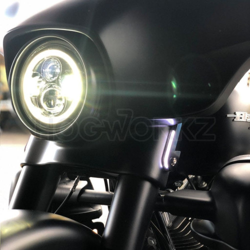 PartzBiz HD: 4414744-Hofworkz Black LED Billet Fork DRL Turn Signals Harley Batwing Touring 97-21 PartzBiz HD: 4414744-Hofworkz Black LED Billet Fork DRL Turn Signals Harley Batwing Touring 97-21