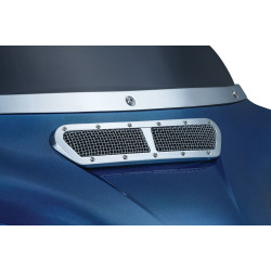 PartzBiz HD KA6511 - Kuryakyn Chrome Mesh Fairing Vent Dash Insert Grill for Harley Batwing 14-17 | 6511 PartzBiz HD KA6511 - Kuryakyn Chrome Mesh Fairing Vent Dash Insert Grill for Harley Batwing 14-17 | 6511
