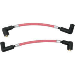 PartzBiz HD DS21040028 - Magnum 3030T Candy Apple Red Braided Spark Plug Wires Harley 82-94; 99-00 FXR