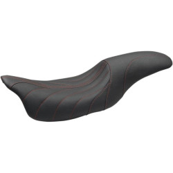 PartzBiz HD MD74112AB - Mustang 74112AB Blk/Red Gravity Stitch Revere Journey 2-Up Seat H-D FLH/T 08-Up