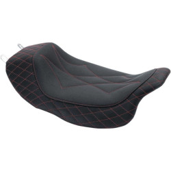 PartzBiz HD MD75130AB - Mustang 75130AB Black / Red  Diamond Stitch Revere Journey Solo Seat Harley Touring 08-Up
