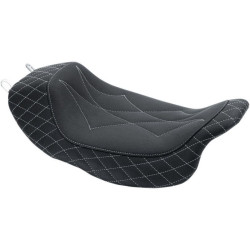 PartzBiz HD MD75130GM - Mustang 75130GM Blk/Grey Diamond Stitch Revere Journey Solo Seat H-D FLH/T 08-Up