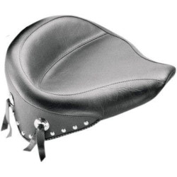 PartzBiz HD MD76179 - Mustang Seat Wide Chrome Studded Solo Seat Harley Softail 08-15 FLSTC FLSTS | 76179