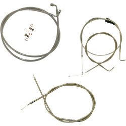 PartzBiz HD DS06100292 - Stainless Braided Kit Cables Kits for 96-07 Harley FLHT/X Mini Apes | LA-8005KT-08