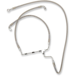 PartzBiz HD DS17413977 - Stainless Steel Extended Length Front Brake Line Harley 14-15 Non ABS Plus 4 - 1741-3977