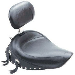 PartzBiz HD MD79346 - Mustang Studded Wide Solo Seat w/ Removable Driver Backrest Harley Dyna 06-17 | 79346
