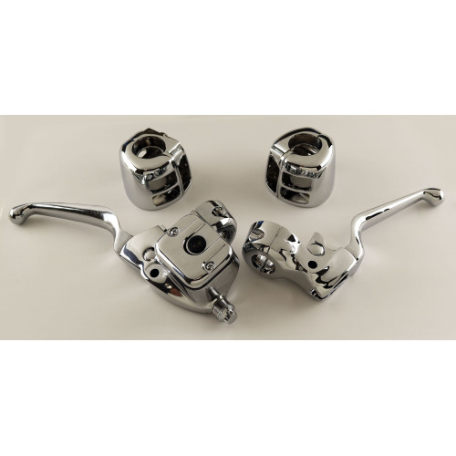 PartzBiz HD: 4401622-Custom Chrome 627704 Handlebar Control Kit 9/16" Bore Harley Big Twin 07-Up 47-708 Touring electra road glide king tour street upgrade replacement oe best for performance dual disc