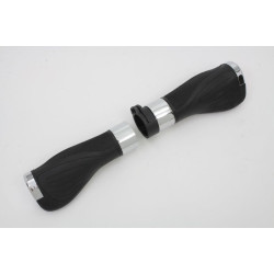 PartzBiz HD VT28-0934 - Wyatt Gatling V-Twin Donkey Black / Chrome Handlebar Grip Set - Cable Throttle